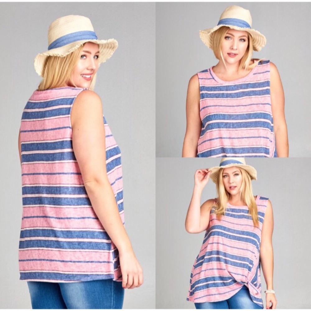 Pink and Blue Striped Tank Top